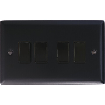 spectrum matt black switch (4 gang) front fc0825