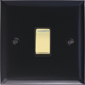 spectrum matt black light switch (1 gang/polished brass switch) front fc0825