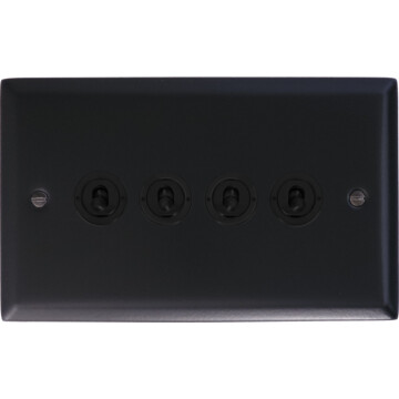spectrum matt black toggle switch (4 gang/flat black toggle) front fc0825