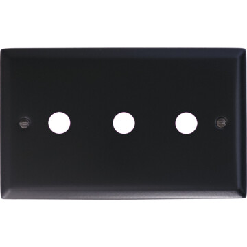spectrum matt black toggle grid plate (3 gang) front fc0825