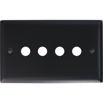spectrum matt black toggle grid plate (4 gang) front fc0825