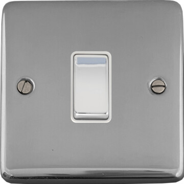 polished chrome light switch (chrome switch/1 gang/white insert) front fc0825