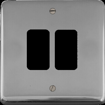 Contour Polished Chrome 2 Gang Grid Plate
