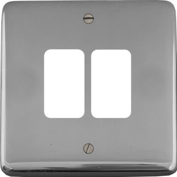 polished chrome grid plate (2 gang) front fc0825