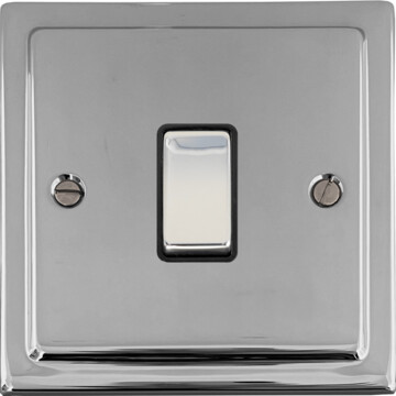 victorian polished chrome light switch (1 gang/black insert/polished chrome switch) front fc0825