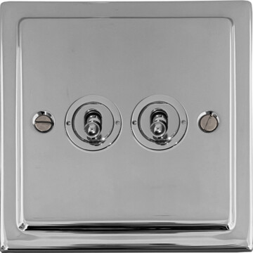 victorian polished chrome toggle switch (2 gang) front fc0825