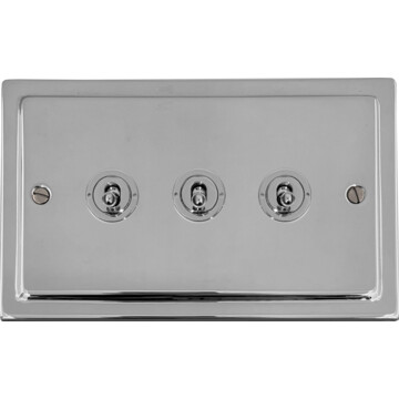 victorian polished chrome toggle switch (3 gang) front fc0825
