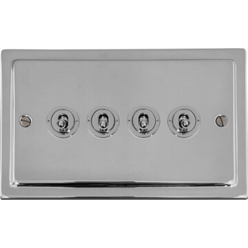 victorian polished chrome toggle switch (4 gang) front fc0825