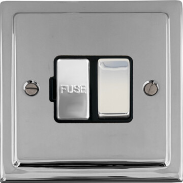 victorian polished chrome switched fused spur (black insert/polished chrome switch) front fc0825