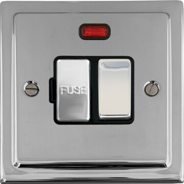 victorian polished chrome switched fused spur with neon (black insert/polished chrome switch) front fc0825