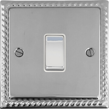 georgian polished chrome light switch (1 gang/white insert/chrome switch) front fc0825