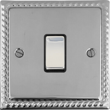 georgian polished chrome light switch (1 gang/black insert/chrome switch) front fc0825