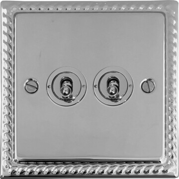 georgian polished chrome toggle switch (2 gang) front fc0825