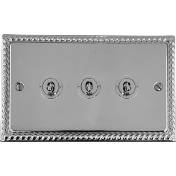 georgian polished chrome toggle switch (3 gang) front fc0825