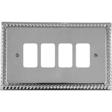 georgian polished chrome grid plate (4 gang) front fc0825
