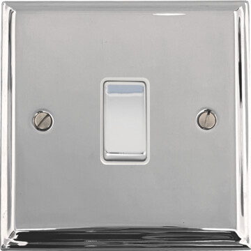 deco polished chrome light switch (1 gang/white insert/chrome switch) front fc0825