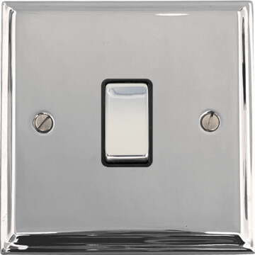 deco polished chrome light switch (1 gang/black insert/chrome switch) front fc0825