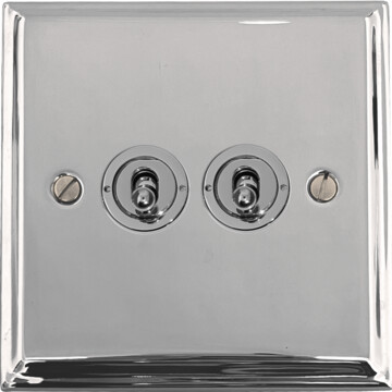 deco polished chrome toggle switch (2 gang) front fc0825