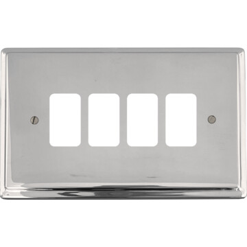deco polished chrome grid plate (4 gang) front fc0825