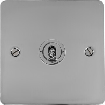 flat polished chrome toggle switch (1 gang) front fc0825