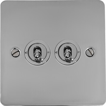 flat polished chrome toggle switch (2 gang) front fc0825