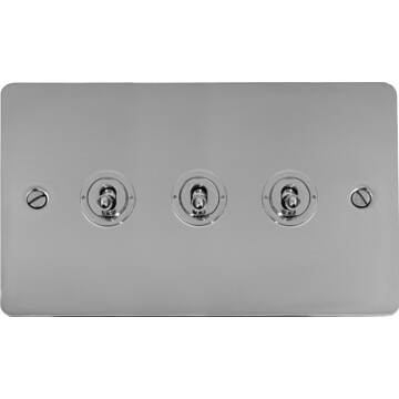 flat polished chrome toggle switch (3 gang) front fc0825