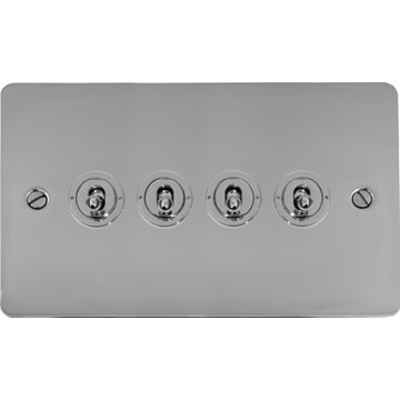 flat polished chrome toggle switch (4 gang) front fc0825