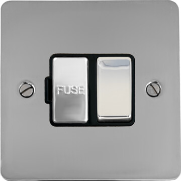flat polished chrome switched fused spur (black insert/chrome switch) front fc0825