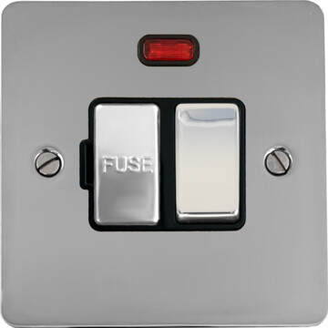 flat polished chrome switched fused spur with neon (black insert/chrome switch) front fc0825