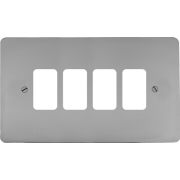 flat polished chrome grid plate (4 gang) front fc0825