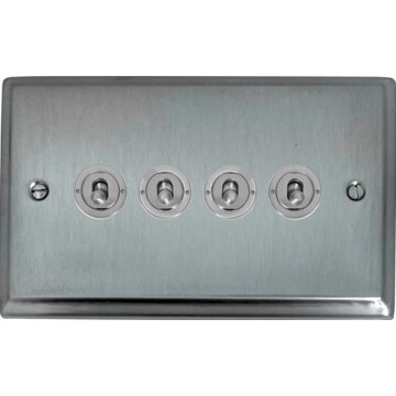 deco satin chrome toggle switch (4 gang/brushed steel toggle) front fc0825
