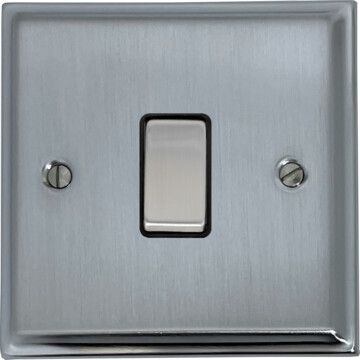 deco satin chrome intermediate switch (1 gang/black insert/matching switch) front fc0825