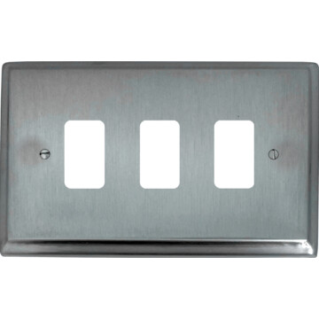 deco satin chrome grid plate (3 gang) front fc0825