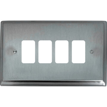 deco satin chrome grid plate (4 gang) front fc0825