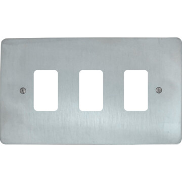 flat satin chrome grid plate (3 gang) front fc0825