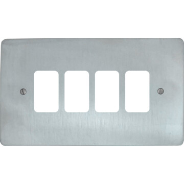 flat satin chrome grid plate (4 gang) front fc0825