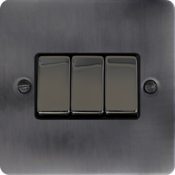 flat slate effect light switch (3 gang/black nickel switches) front fc0825