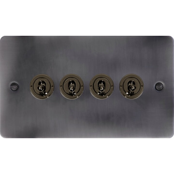 flat slate effect toggle switch (4 gang/black nickel toggle) front fc0825