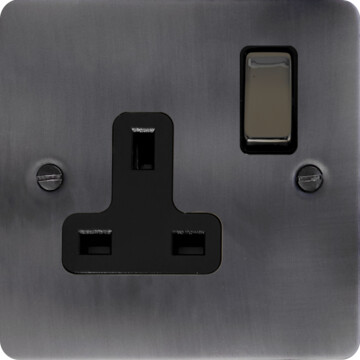 flat slate effect single socket (black nickel switch) front fc0825
