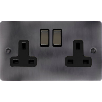 flat slate effect double socket (black nickel switches) front fc0825