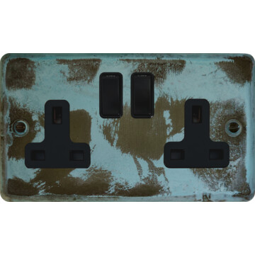 contour verdigris double socket (black switch) front fc0825