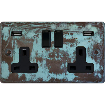 flat verdigris socket double socket (usb sockets) front fc0825
