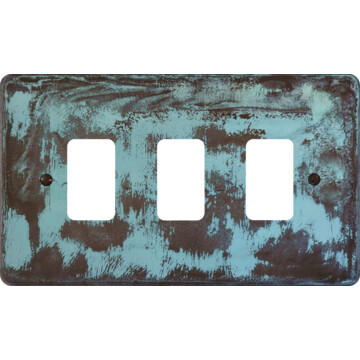 flat verdigris grid plate (3 gang) front fc0825