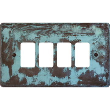 flat verdigris grid plate (4 gang) front fc0825