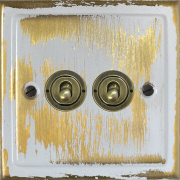 trimline dover bronze toggle switch (2 gang/antique brass toggle) front fc0825