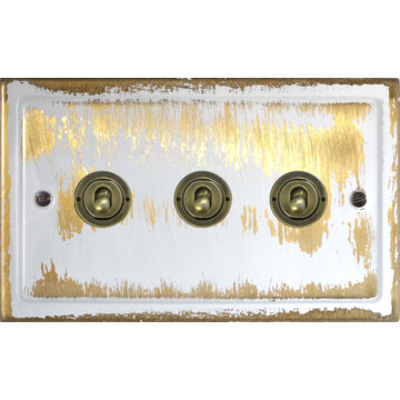 trimline dover bronze toggle switch (3 gang/antique brass toggle) front fc0825
