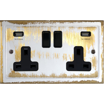 trimline dover bronze double socket with usb front fc0825