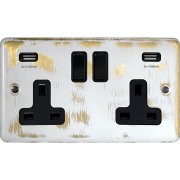 contour dover bronze double socket with usb front fc0825