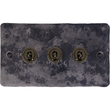 flat rustic toggle switch (3 gang/brushed steel toggle) front fc0825