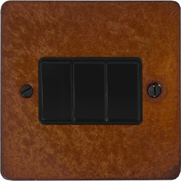 flat rust light switch (3 gang/black switches) front fc0825